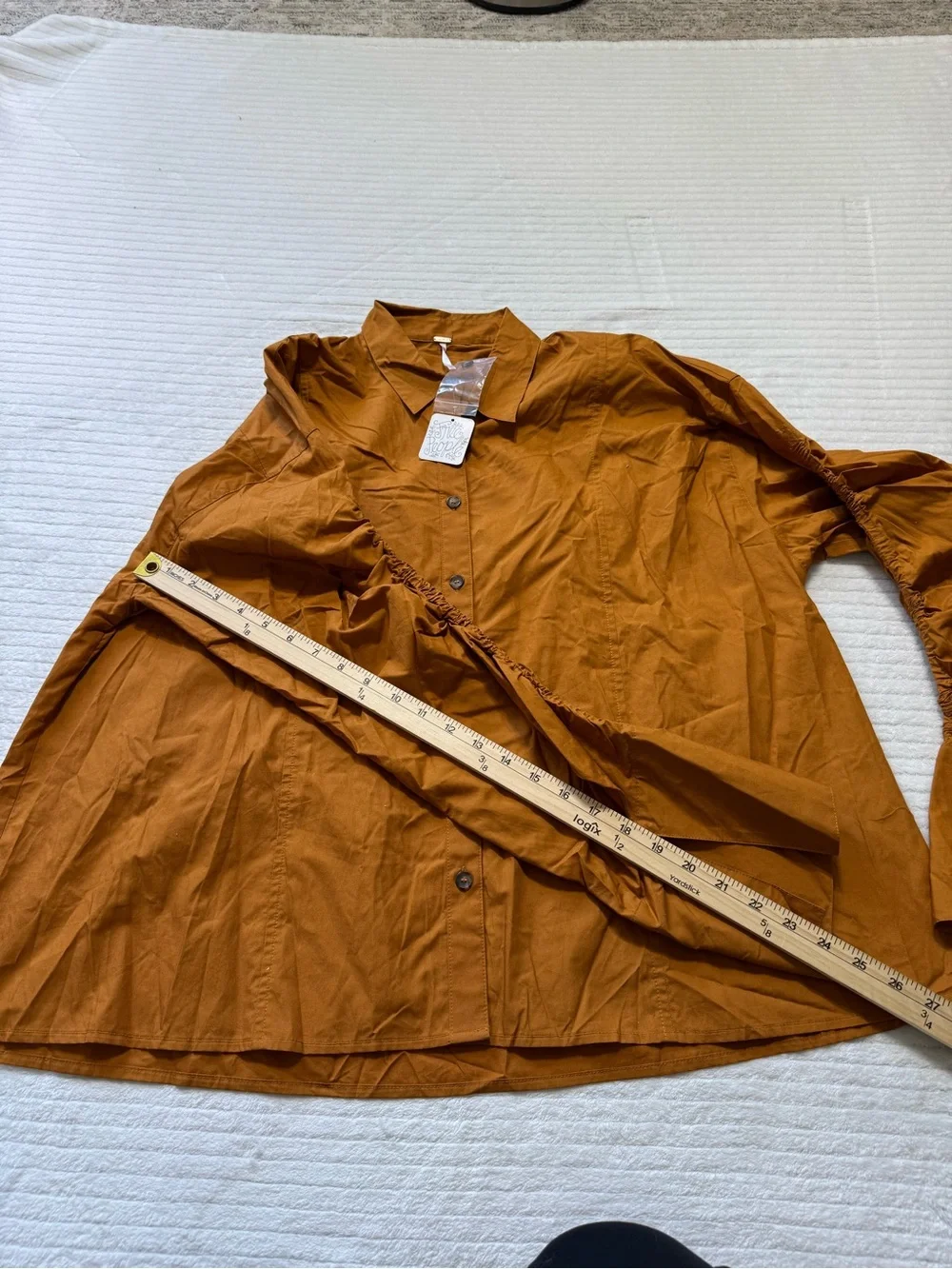 Free People Rust Orange Button-Up Blouse oversized